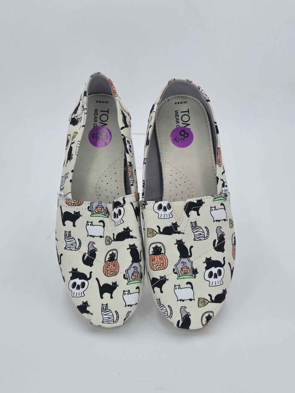 TOMS Women's Belmont Halloween Cat Print Slip-On Shoes Size 8.5 8 1/2 - Picture 4 of 10